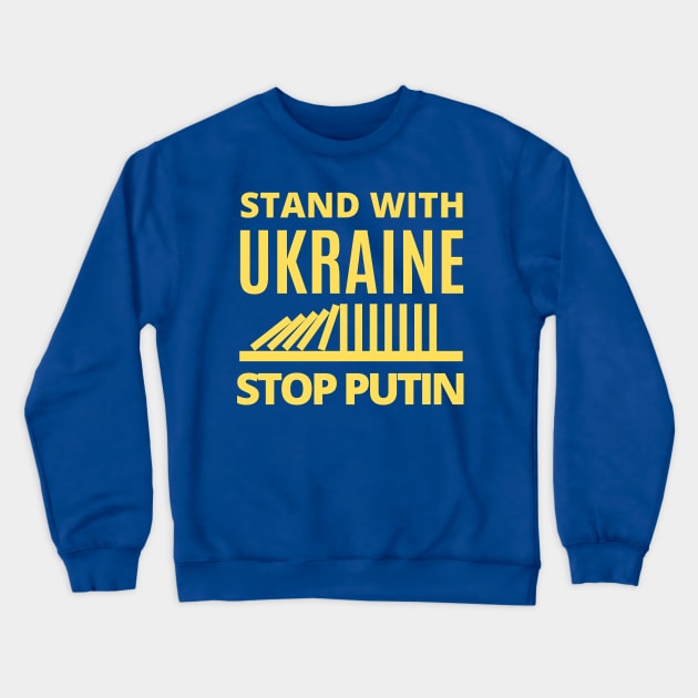 Stand With Ukraine, Stop Putin - Falling Dominoes Crewneck Sweatshirt by Coralgb